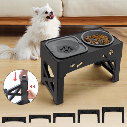 Grow-With-Me Feeder: Foldable, Adjustable, & Slow-Feed Bowls for Happy, Healthy Pets! 🐶🐱